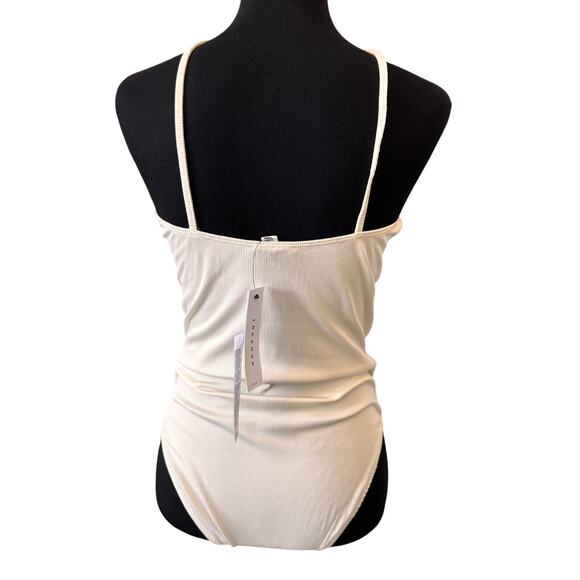 New TOPSHOP NORDSTROM White Cross Front Halter Body Bodysuit Size 4/6 TALL - Picture 4 of 8